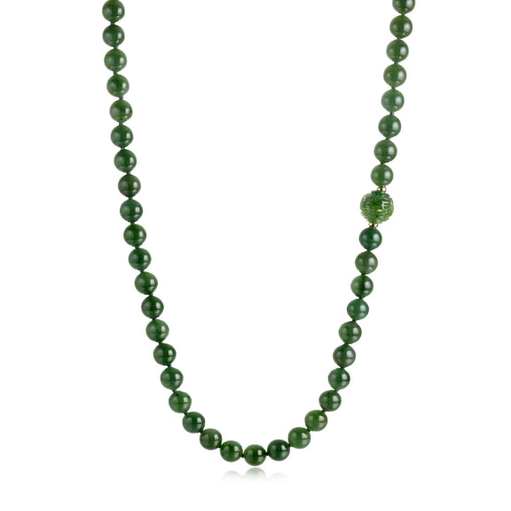 Gump's Signature Green Nephrite Jade Dragon Ball Rope Necklace