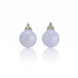 Madison Earrings in Blue Lace Agate & Diamonds