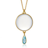 Chalcedony & Blue Topaz Moon Drop Necklace