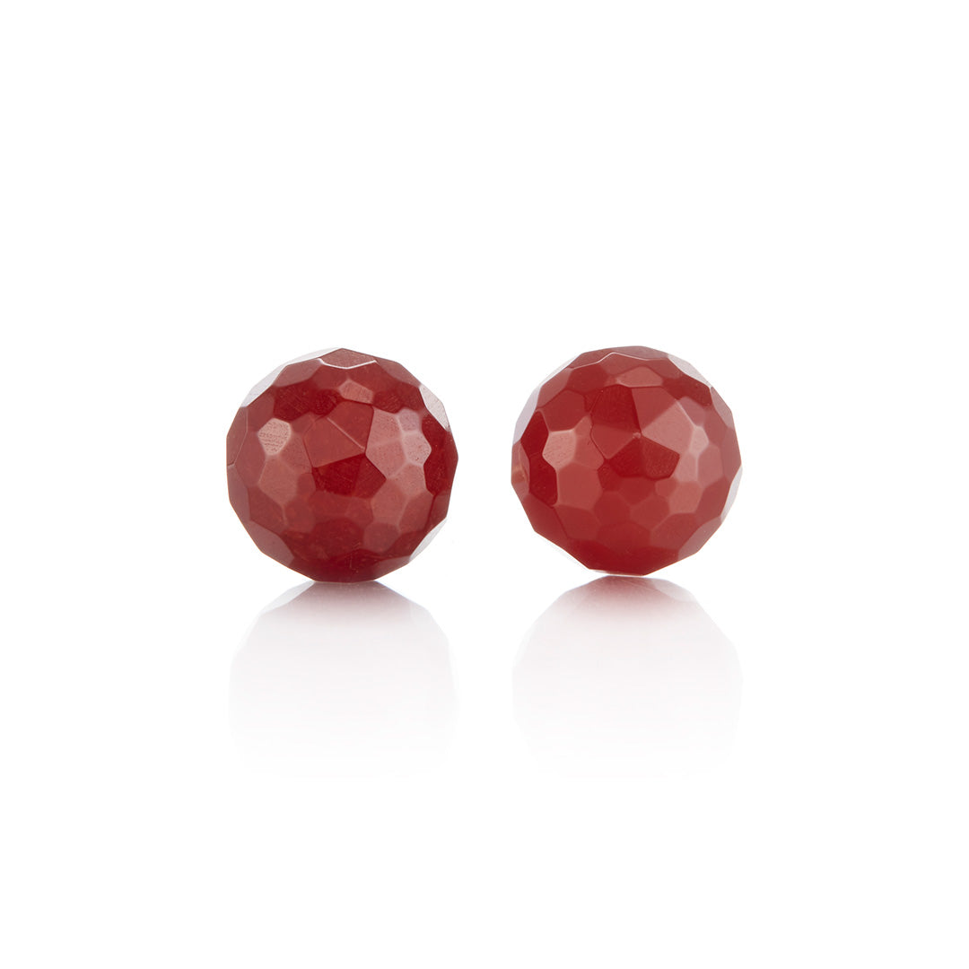 10mm Faceted Carnelian Bead Earrings