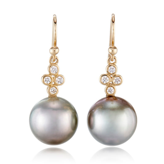 Gump's Signature Dominique Drop Earrings in Tahitian Pearls & Diamonds