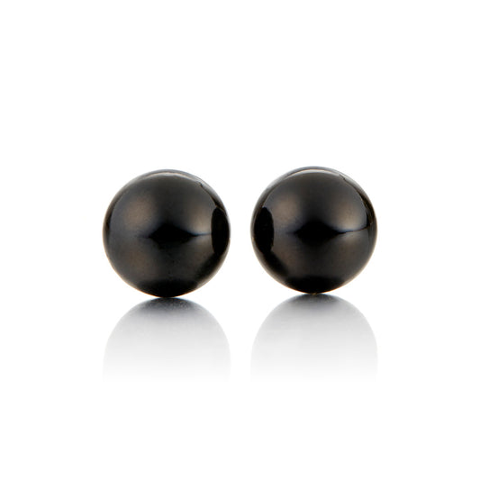 12mm Black Jade Bead Earrings