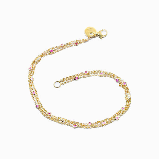 Gump's Signature Triple Chain Bracelet in Pink Sapphires & Diamonds