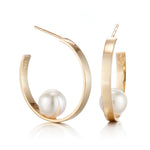 8mm White Akoya Pearl Hoop Earrings