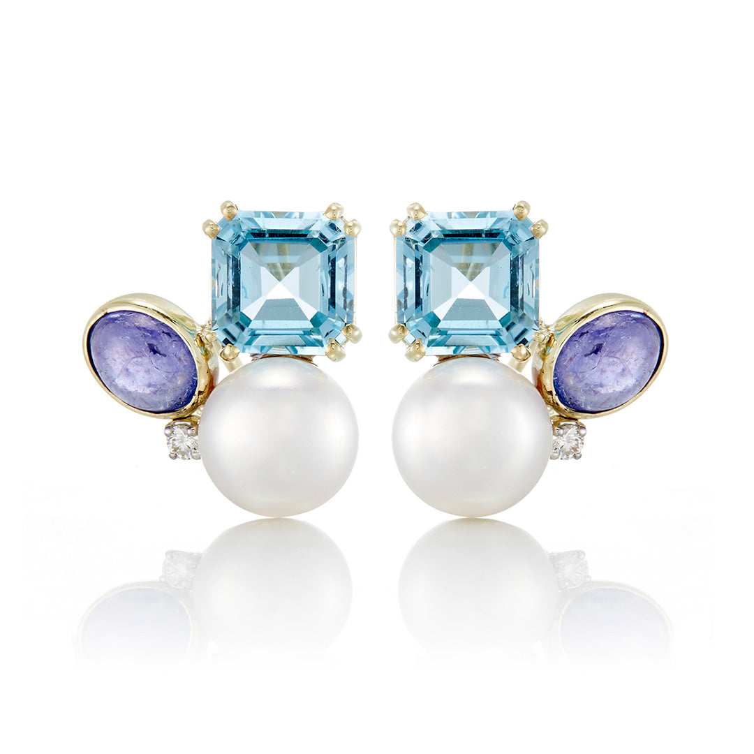 Pearl & Gemstone Cluster Earrings