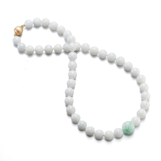 Gump's Signature White Jade Bead & Dragon Ball Necklace