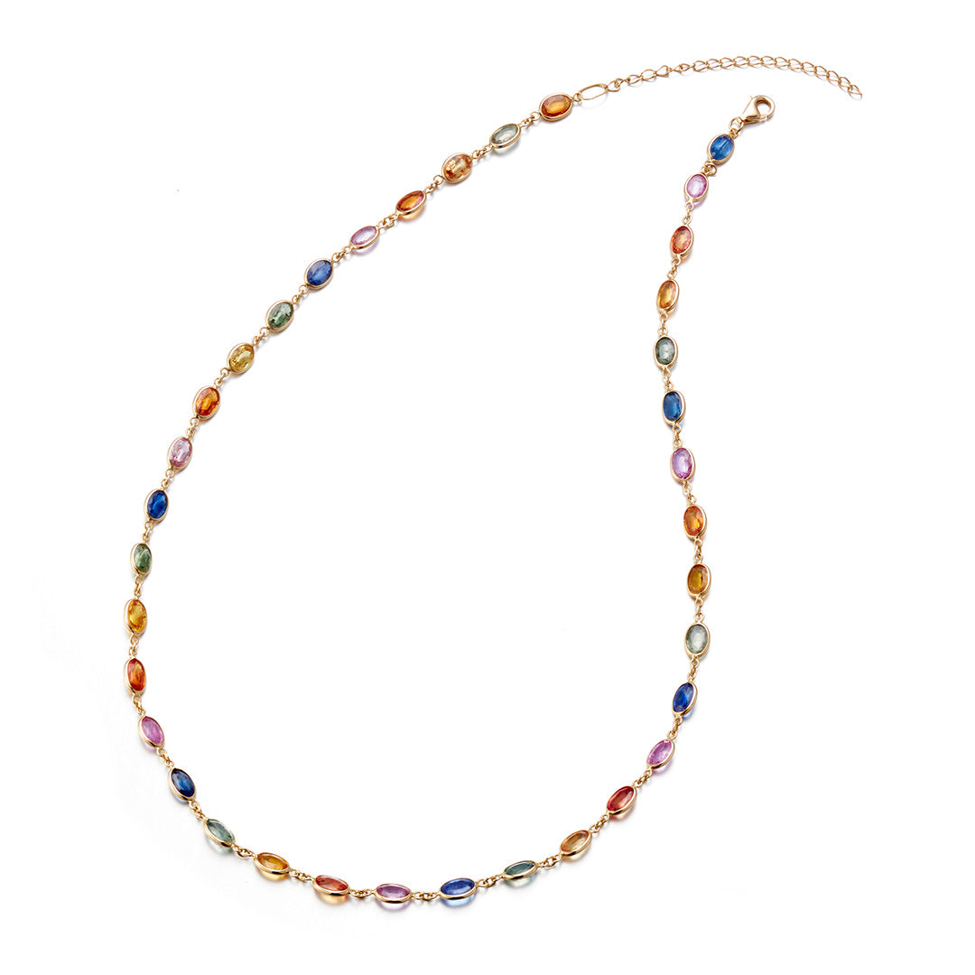 Multi-Color Sapphire Station Necklace