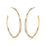 One Inch Diamond Tennis Hoop Earrings