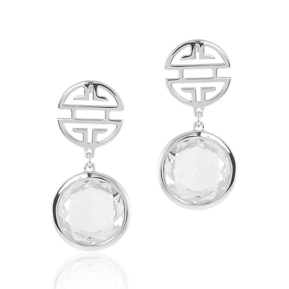 Gump's Signature Silver Shou & White Quartz Drop Earrings