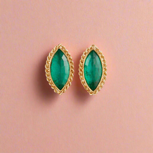 Emerald Marquis Stud Earrings