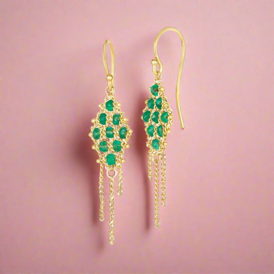 Emerald Woven Lattice Earrings