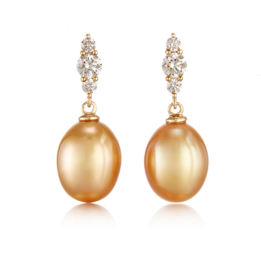 Gump's Signature Orion Earrings in Golden Keshi South Sea Pearls & Diamonds