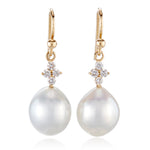 Gump's Signature Belgravia Drop Earrings in 10mm South Sea Pearls & Diamonds