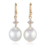 Gump's Signature Belgravia Drop Earrings in 10mm South Sea Pearls & Diamonds