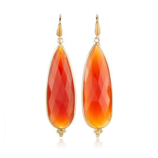 Barbara Heinrich Faceted Carnelian Trillium Drop Earrings