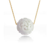 Gump's Signature Mottled Lavender Jade Dragon Ball Pendant Necklace
