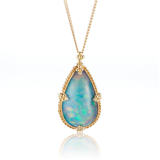 Amáli Teardrop Ethiopian Opal Pendant Necklace