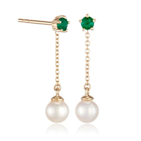 Niagara Earrings in Pearls & Emeralds