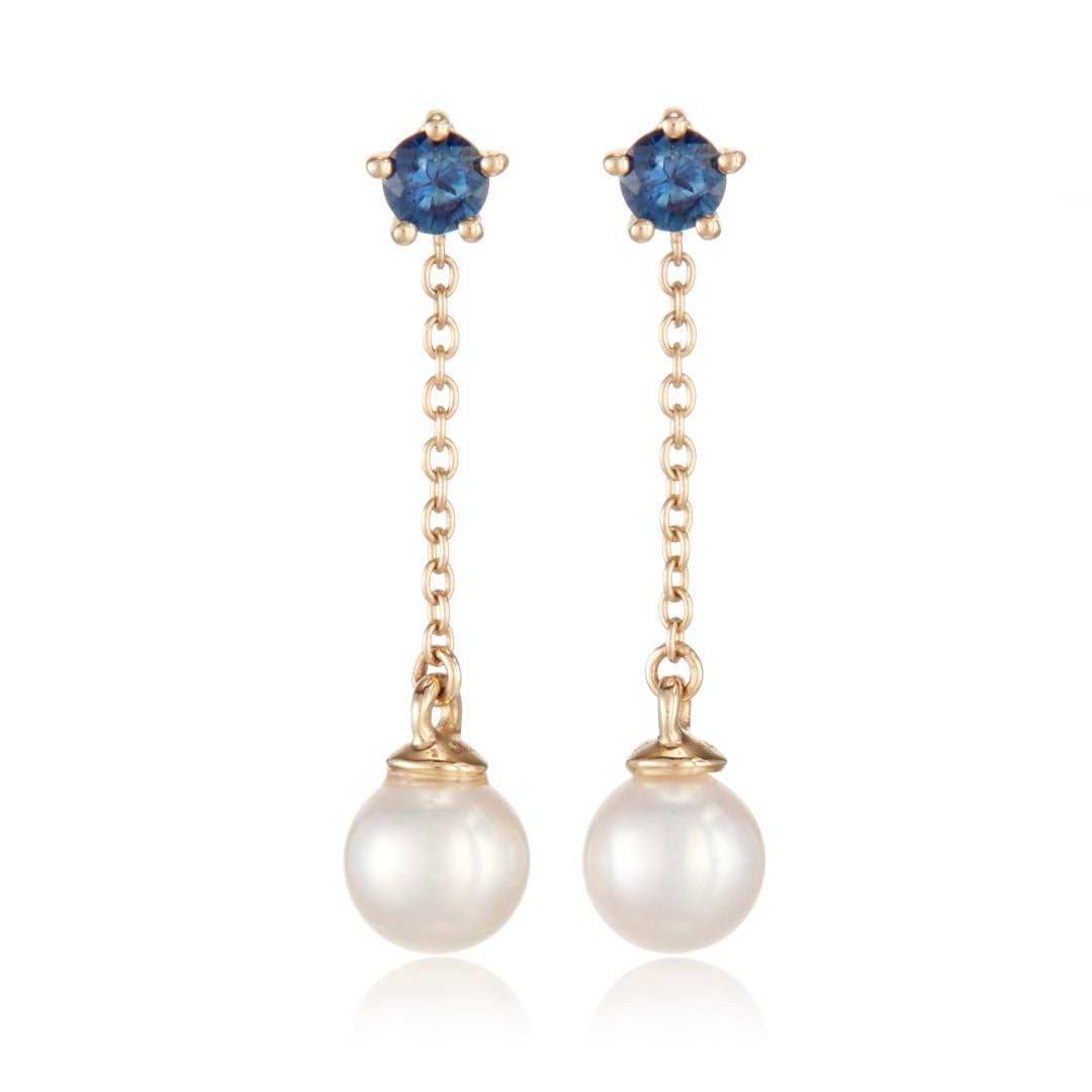 Gump's Signature Niagara Earrings in Pearls & Sapphires