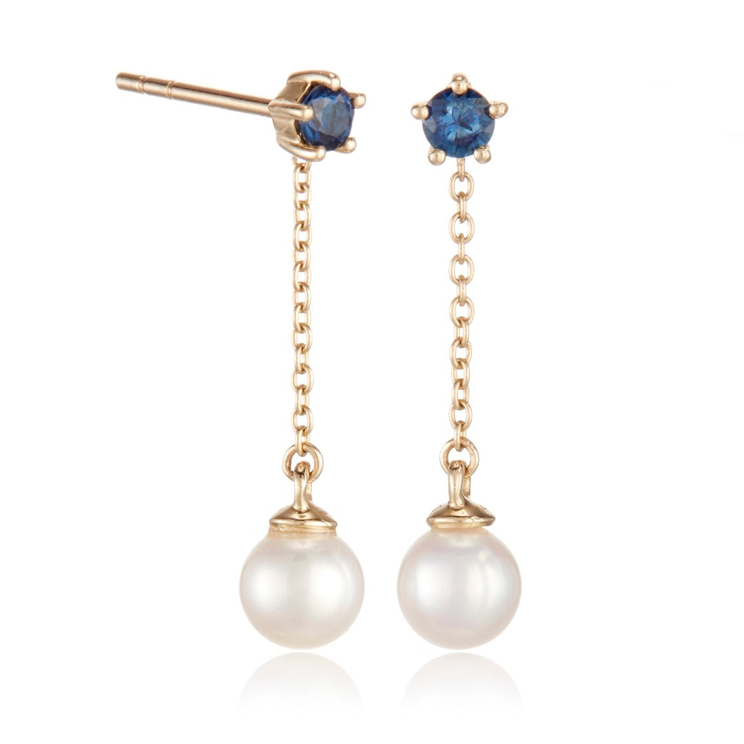 Niagara Earrings in Pearls & Sapphires