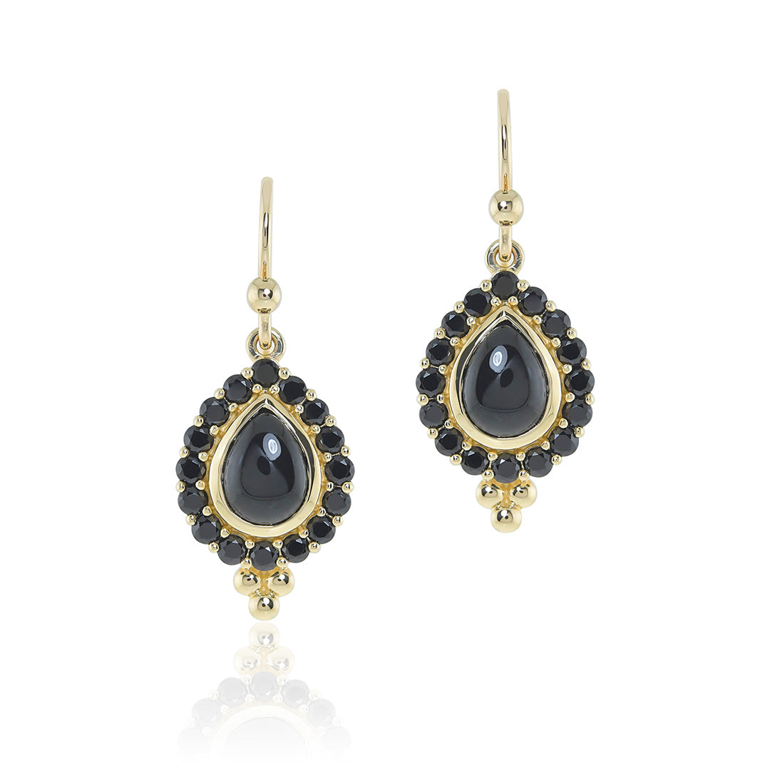 Black Jade & Black Spinel Drop Earrings