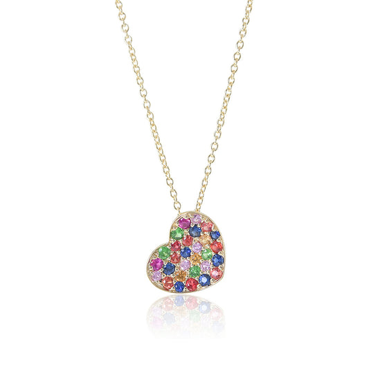 Gump's Signature Rainbow Gemstone Heart Pendant Necklace