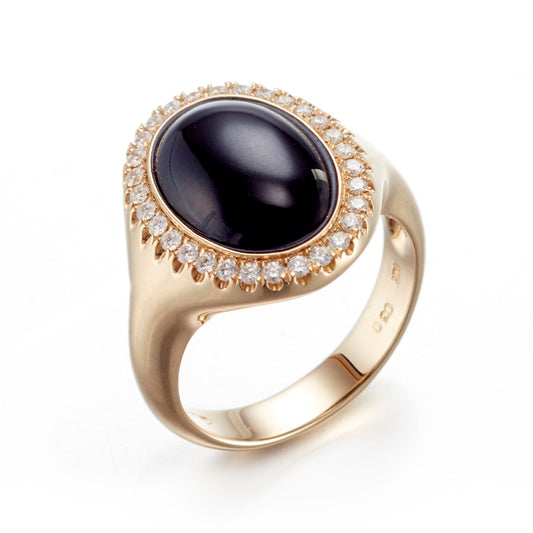 Gump's Signature Halo Ring in Black Nephrite Jade & Diamonds