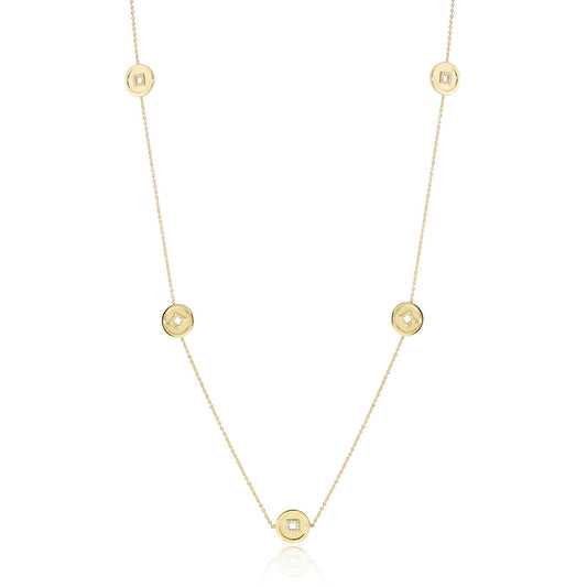 Lucky Coin & Diamond Station Necklace