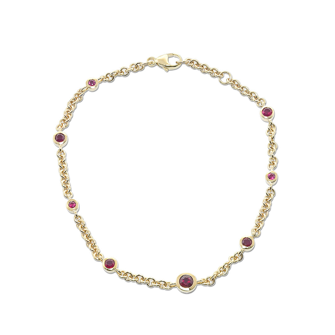 Graduated Ruby Round Link Bracelet