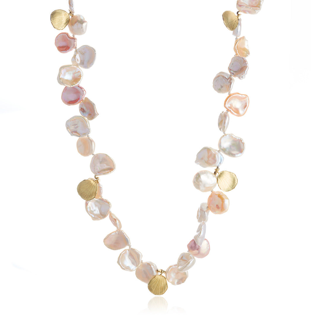 Pastel Pearl & Hydrangea Petal Necklace