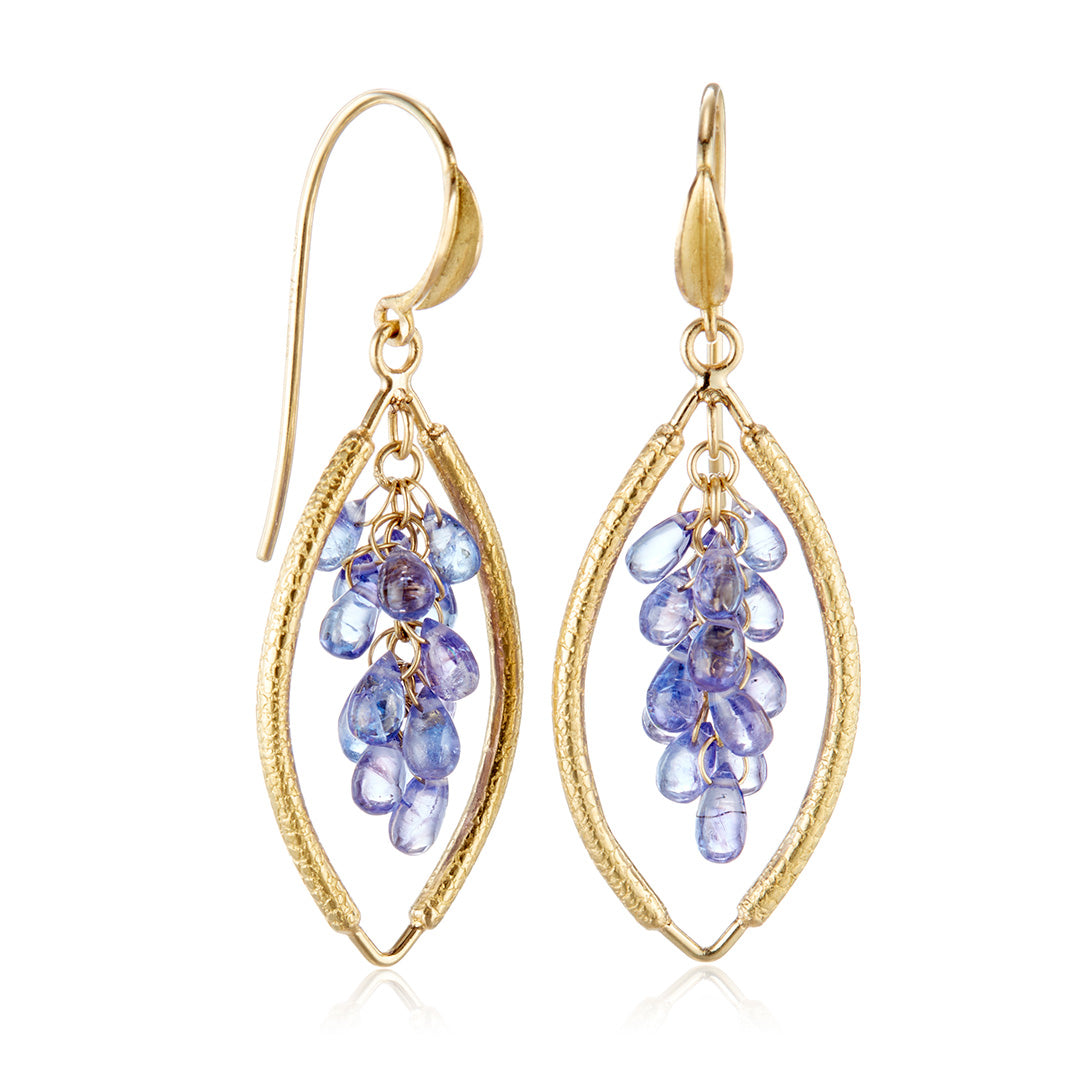 Tanzanite Open-Shape Cluster Earrings