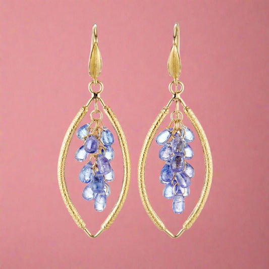 Tanzanite Open-Shape Cluster Earrings