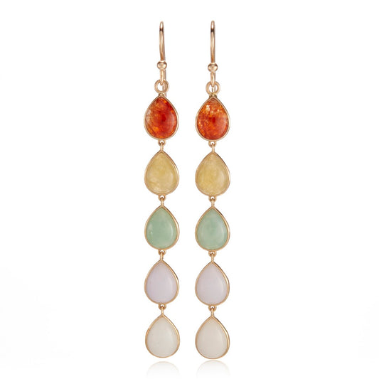 Rainbow Jade Multi-Teardrop Earrings