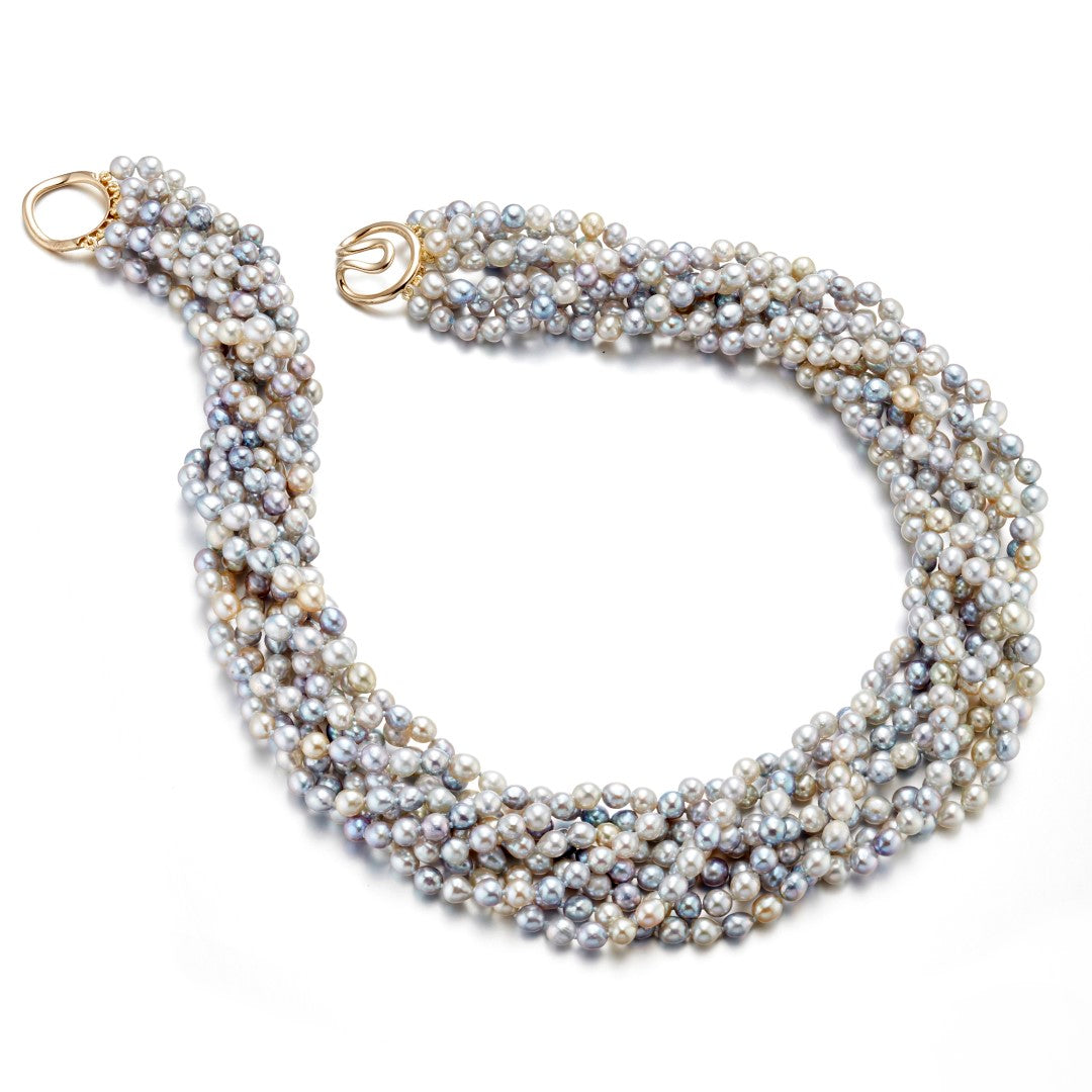 Gump's Signature 8-Strand Baroque Pastel Akoya Pearl Twist Necklace