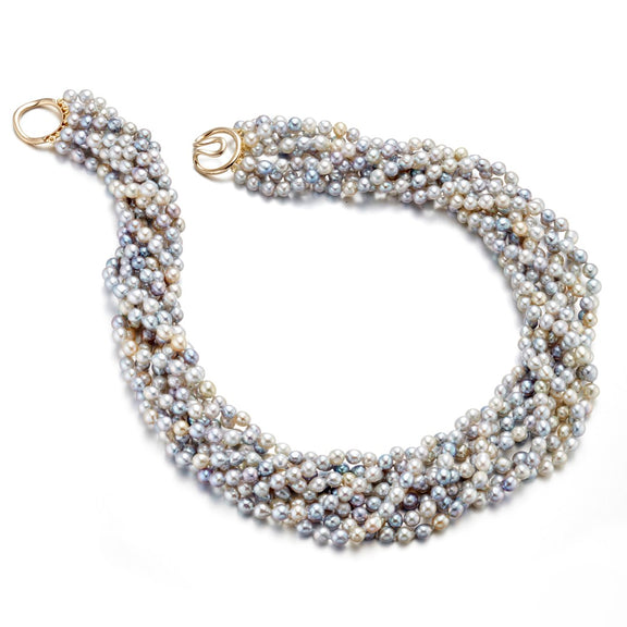 Gump's Signature 8-Strand Baroque Pastel Akoya Pearl Twist Necklace