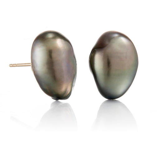 15mm Gray Keshi Tahitian Pearl Earrings