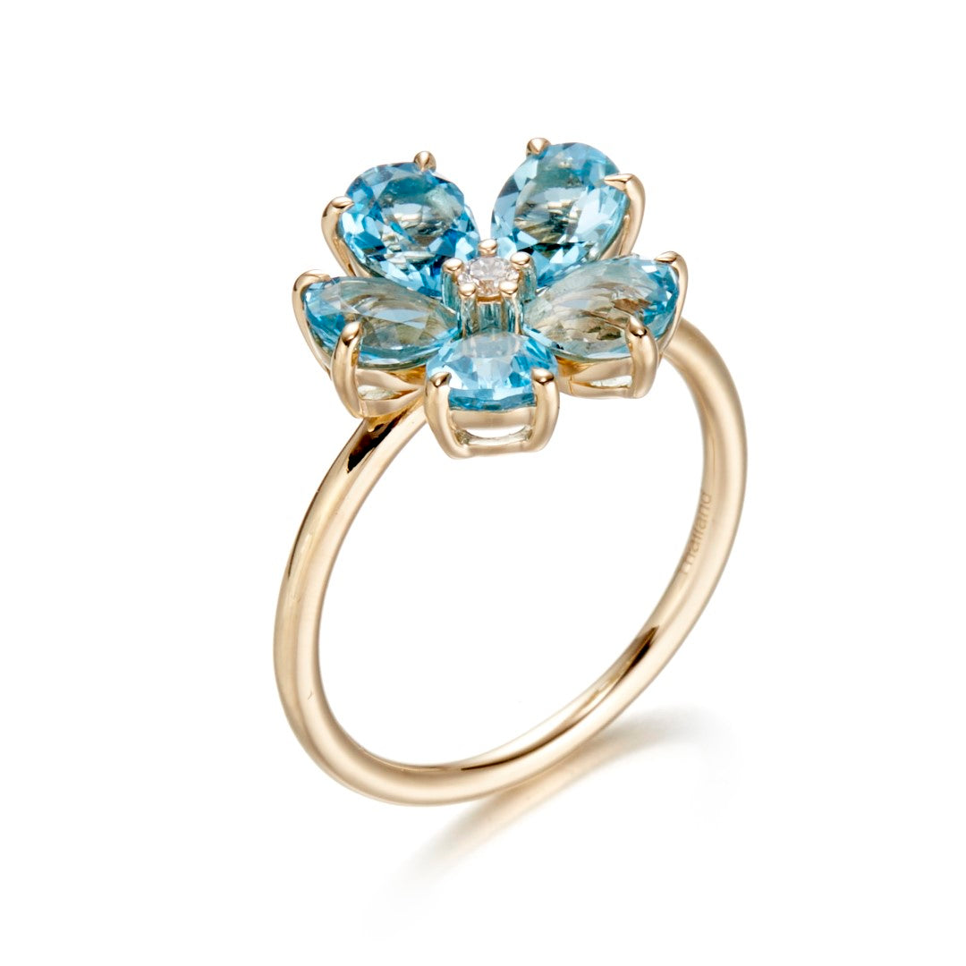 Gump's Signature Forget-Me-Not Ring in Swiss Blue Topaz & Diamond