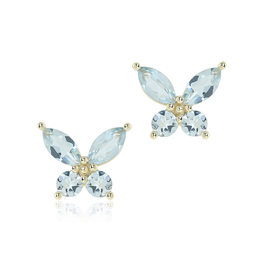 Papillon Earrings in Aquamarines