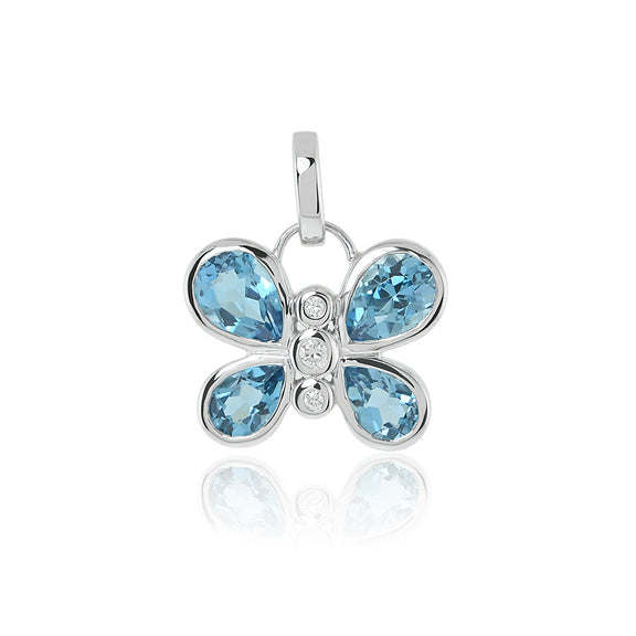 Gump's Signature Butterfly Charm in Swiss Blue Topaz & Diamonds