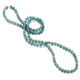 Blue-Green Jade Bead & Gold Station Necklace