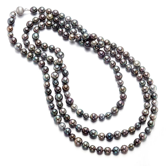 Gump's Signature 8-11mm Gray Tahitian Pearl Long Necklace