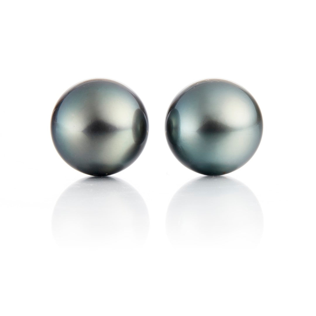 13mm Gray Tahitian Pearl Earrings