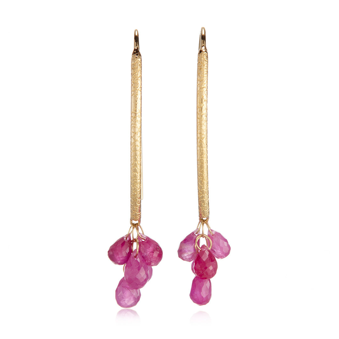 Pink Sapphire Navette Earrings