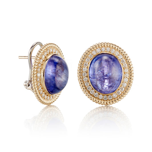 Tanzanite & Diamond Corrugated Earrings