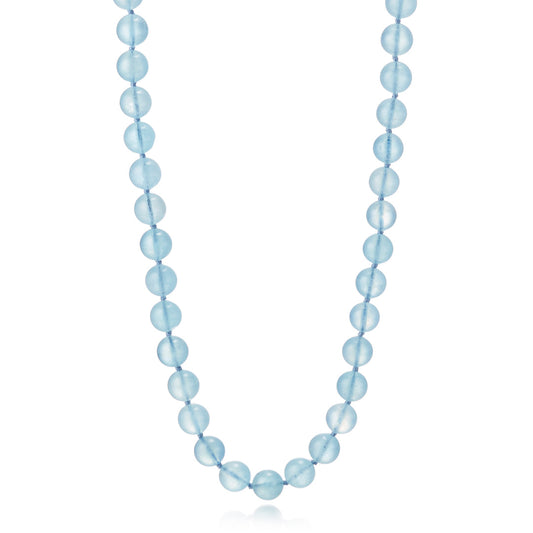 10mm Aquamarine Long Necklace