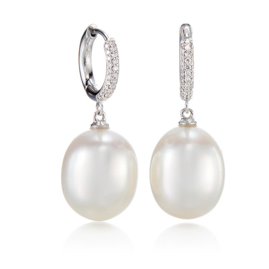 Chelsea Earrings in South Sea Pearls & Diamonds