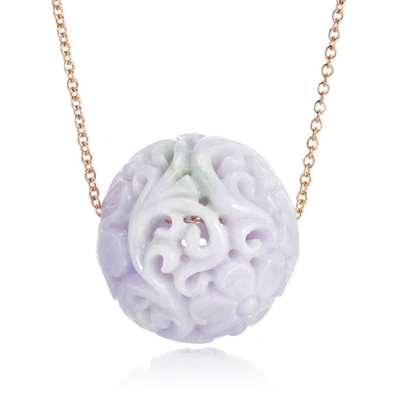 Gump's Signature Lavender Jade Floral Ball Pendant Necklace