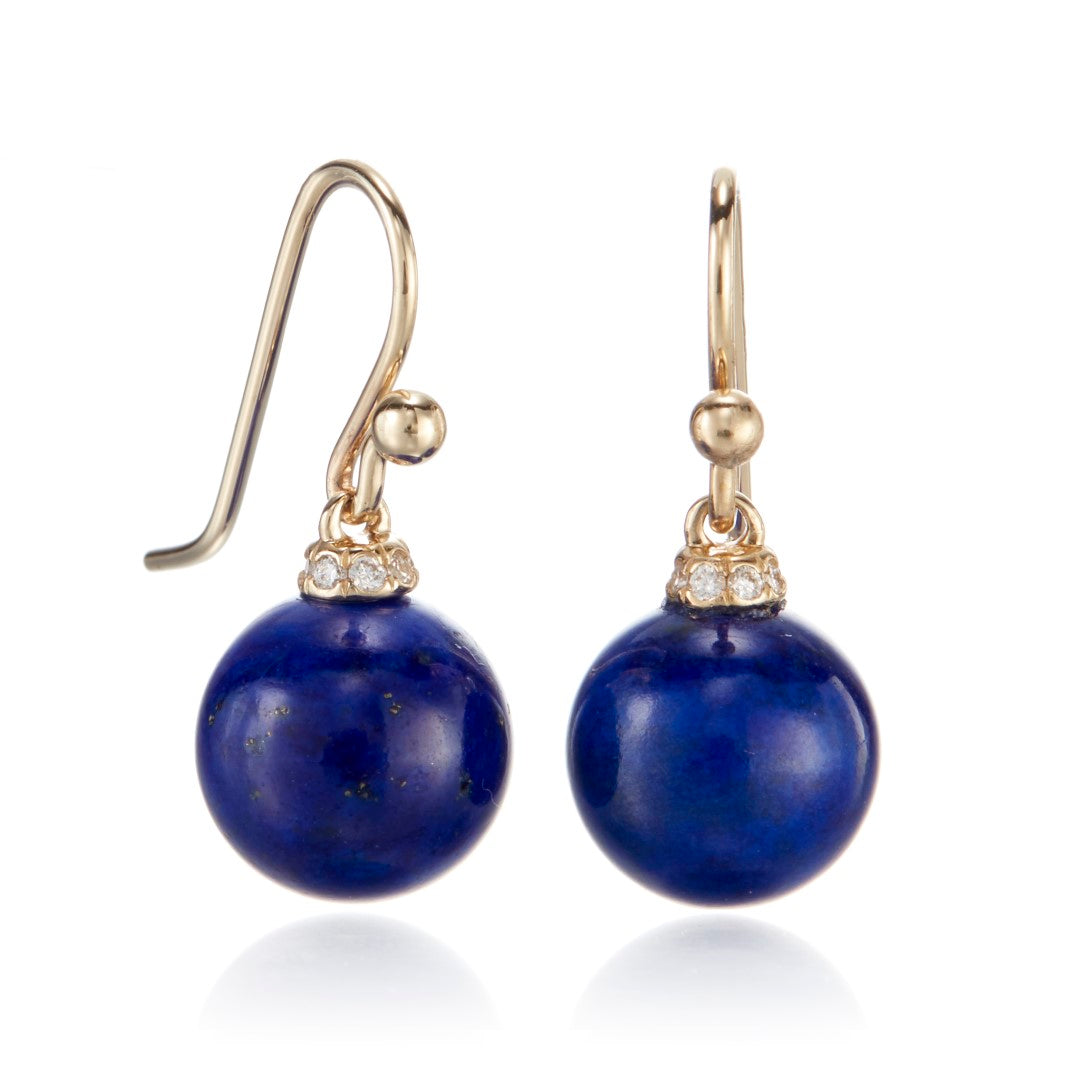 Gump's Signature Diamond-Cap Lapis Drop Earrings