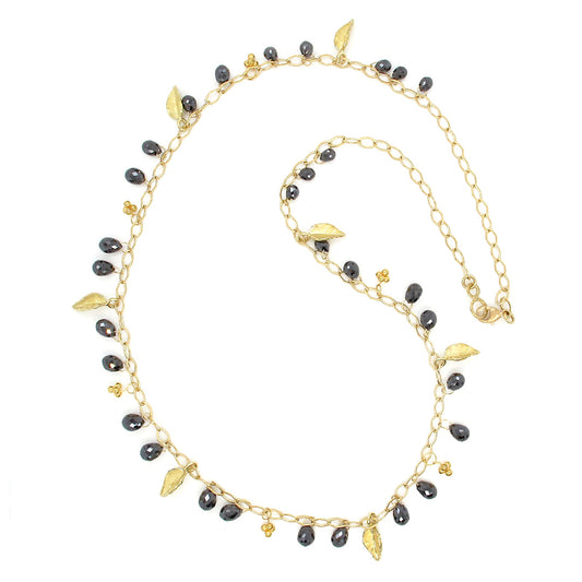 Barbara Heinrich Black Diamond & Leaf Drop Necklace