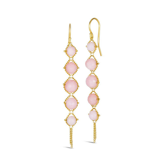 Amáli Long Textile Pink Opal Earrings